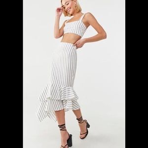 Striped 2 Piece Set Crop Top and Midi Skirt